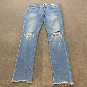 FRAME Jeans Womens 29 Blue Denim Le Skinny de Jeanne Crop Distressed Stretch